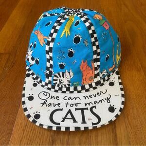 Vintage Kathy Davis One Can Never Have Too Many Cats Adjustable Cotton Hat